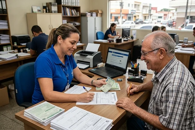Despachante auxiliando na renovação da CNH.